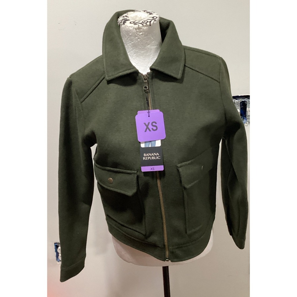 Banana Republic Womens Jacket NWT, Cropped, Boxy, Olive Green, XS Heavyweight - Picture 3 of 7